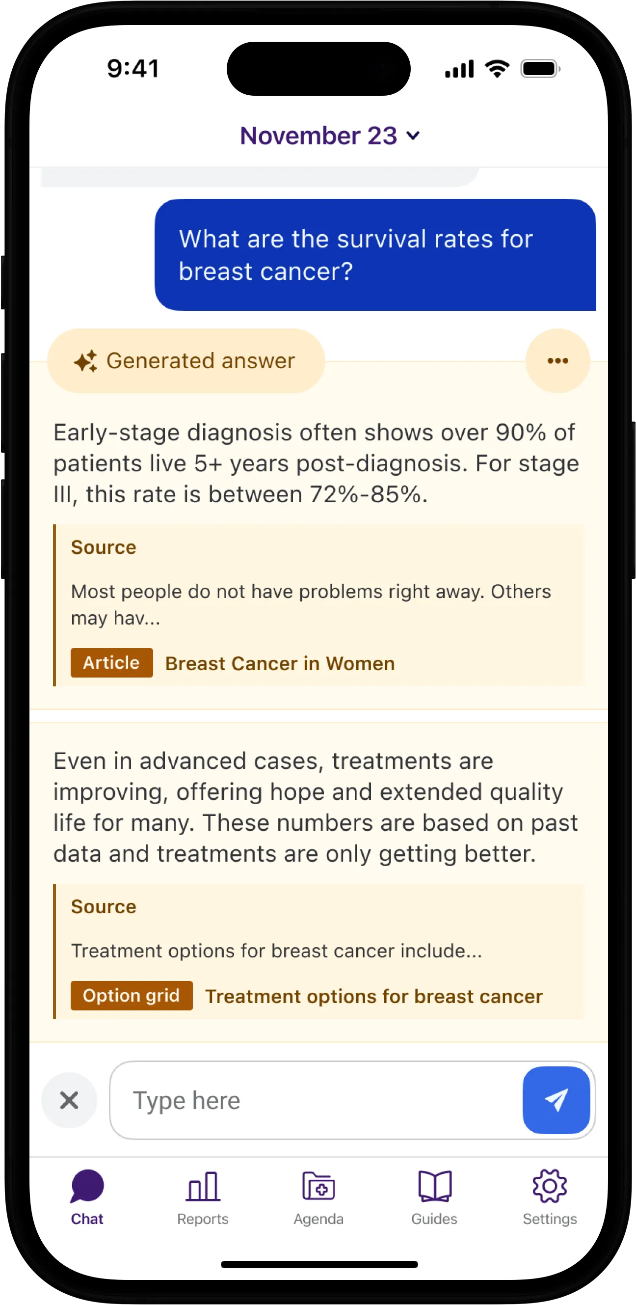 Demo view of the Fora Health app on an iPhone