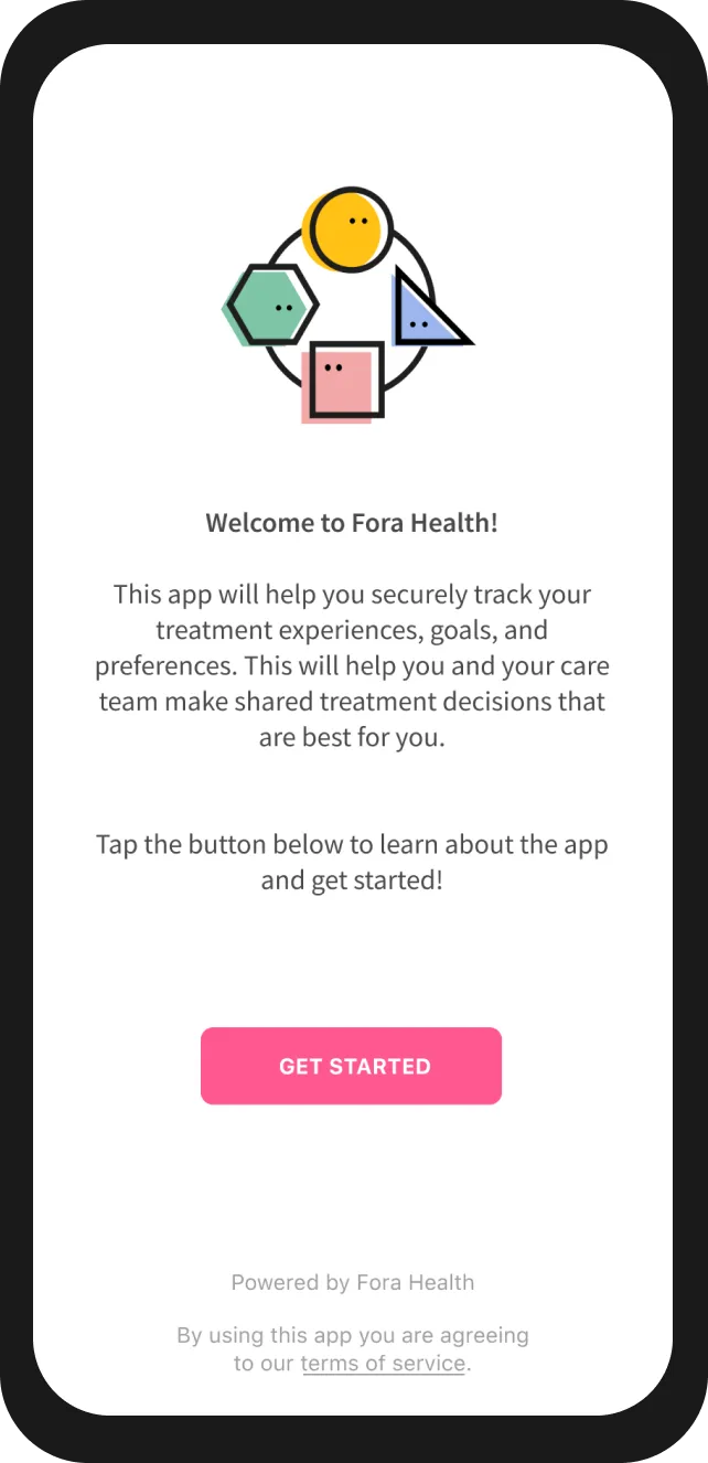 Intro screen for Fora Health