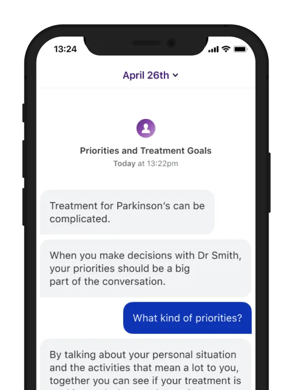 Chat conversation for shared decision making